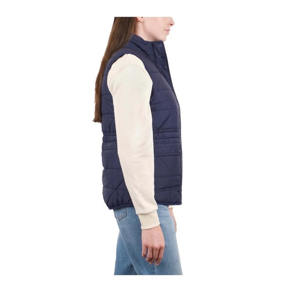 New Mountain and Isles Quilted Vest Puffer Lightweight Snap Button Navy XS - Picture 2 of 11